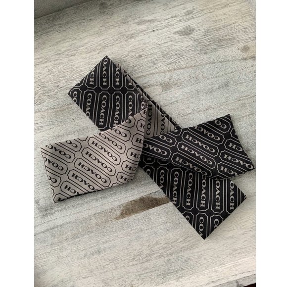 Coach Rare Lozenge ogo print Twilly ponytail / bag scarf in Grey and Black - Picture 2 of 6